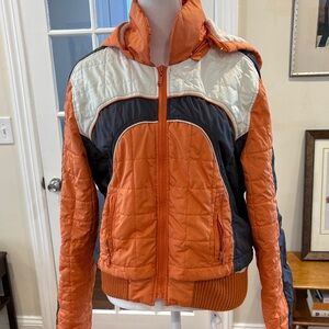 Vintage Marcelle Renee Active Retro Color Block Cropped Puffer Jacket. Size L